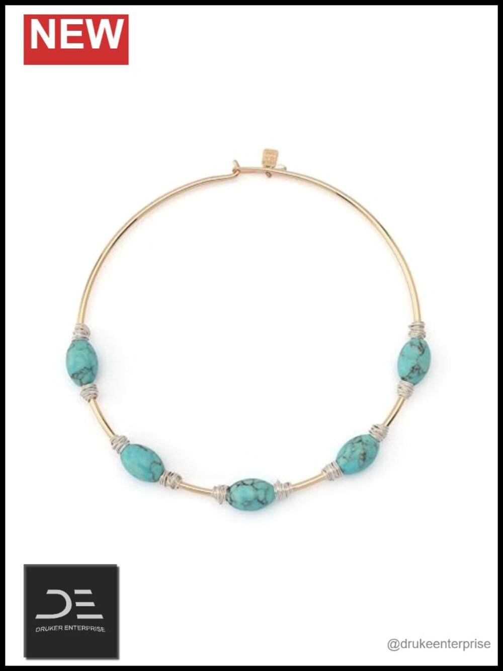 Wire Collar Necklace with Turquoise Bead Details